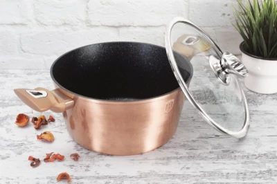 Berlingerhaus Kastrol s mramorovým povrchem a poklicí 28 cm Rosegold Metallic Line