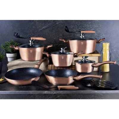 Berlingerhaus Kastrol s mramorovým povrchem a poklicí 28 cm Rosegold Metallic Line