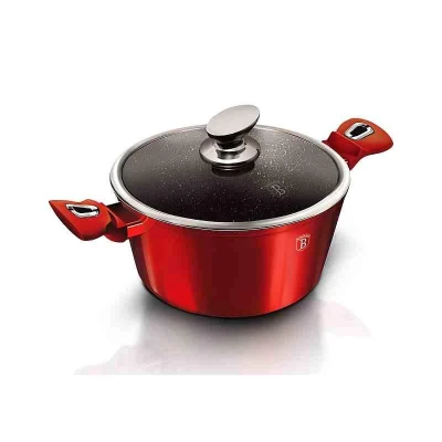 Berlingerhaus BH-6192 Kastrol s mramorovým povrchem a poklicí 30 cm Burgundy Metallic Line