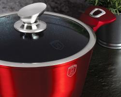 Berlingerhaus BH-6192 Kastrol s mramorovým povrchem a poklicí 30 cm Burgundy Metallic Line