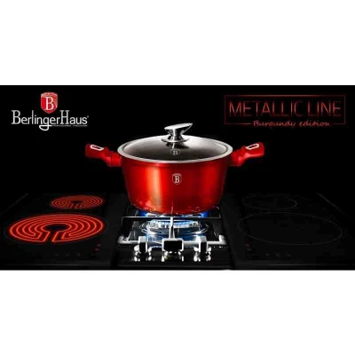 Berlingerhaus BH-6192 Kastrol s mramorovým povrchem a poklicí 30 cm Burgundy Metallic Line