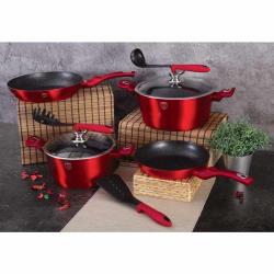 Berlingerhaus BH-6192 Kastrol s mramorovým povrchem a poklicí 30 cm Burgundy Metallic Line