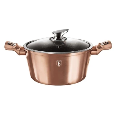 Berlingerhaus Kastrol s mramorovým povrchem a poklicí 30 cm Rosegold Metallic Line Berlingerhaus Kastrol s mramorovým povrchem a poklicí 30 cm Rosegold Metallic Line