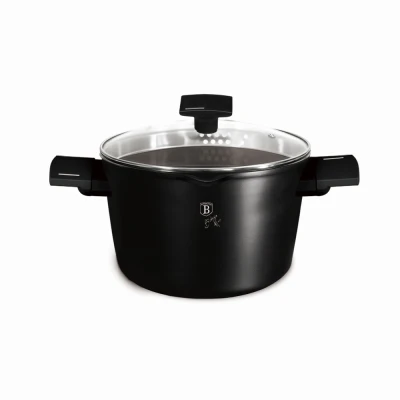 Berlingerhaus Kastrol s titanovým povrchem a poklicí 24 cm Matte Black Collection