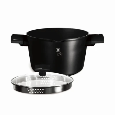 Berlingerhaus Kastrol s titanovým povrchem a poklicí 24 cm Matte Black Collection