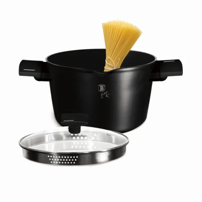 Berlingerhaus Kastrol s titanovým povrchem a poklicí 24 cm Matte Black Collection
