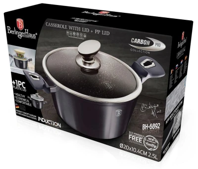 Berlingerhaus Kastrol s poklicí s mramorovým povrchem 20 cm Carbon PRO Line