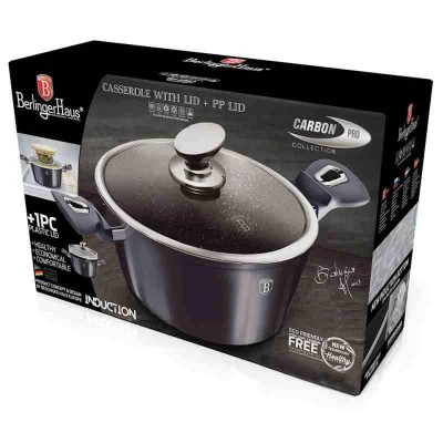 Berlingerhaus Kastrol s poklicí s mramorovým povrchem 24 cm Carbon PRO Line