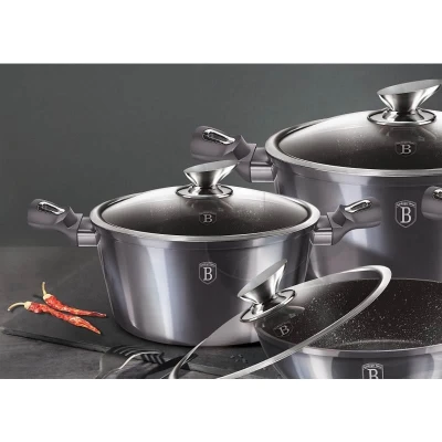 Berlingerhaus Kastrol s poklicí s mramorovým povrchem 24 cm Carbon PRO Line