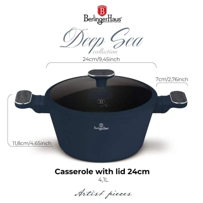 Berlingerhaus Kastrol s titanovým povrchem a poklicí 24 cm Deep Sea Collection
