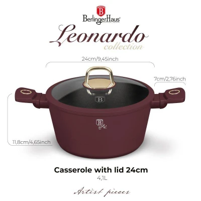 Berlingerhaus Kastrol s titanovým povrchem a poklicí 24 cm Leonardo Collection
