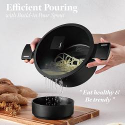 Berlingerhaus Kastrol s titanovým povrchem a poklicí 24 cm Matte Black Collection