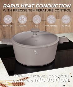 Berlingerhaus Kastrol s titanovým povrchem a poklicí 24 cm Taupe Collection