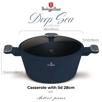 Berlingerhaus Kastrol s titanovým povrchem a poklicí 28 cm Deep Sea Collection