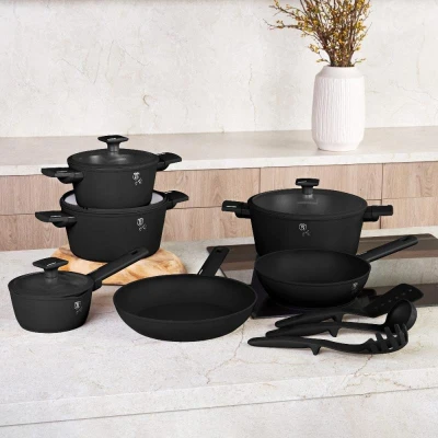 Berlingerhaus Kastrol s titanovým povrchem a poklicí 28 cm Matte Black Collection