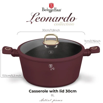 Berlingerhaus Kastrol s titanovým povrchem a poklicí 30 cm Leonardo Collection
