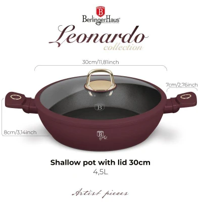 Berlingerhaus Kastrol s titanovým povrchem a poklicí 30 cm Leonardo Collection