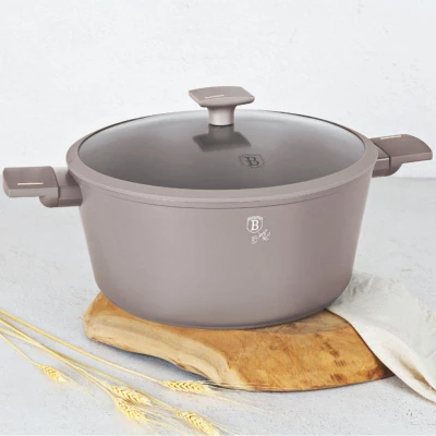 Berlingerhaus Kastrol s titanovým povrchem a poklicí 30 cm Taupe Collection