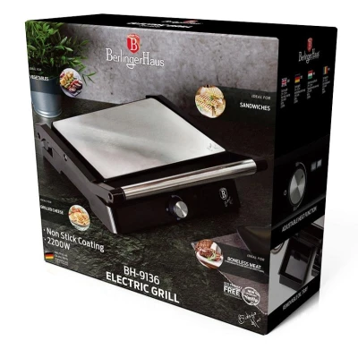 Berlingerhaus Kontaktní gril s nepřilnavým povrchem 2000 W Royal Black Collection