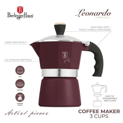 Berlingerhaus Konvice na espresso 3 šálky Leonardo Collection