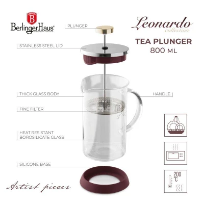 Berlingerhaus Konvička na čaj a kávu French Press 800 ml Leonardo Collection