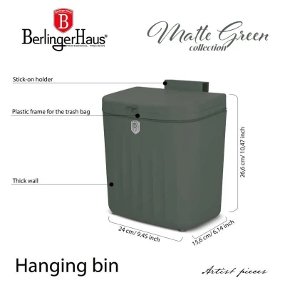 Berlingerhaus Koš odpadkový závěsný 7 l Matte Green Collection