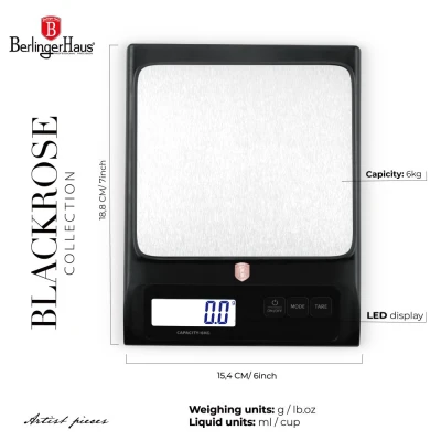Berlingerhaus Kuchyňská váha digitální 6 kg Black Rose Collection