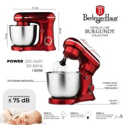 Berlingerhaus Kuchyňský robot 1500 W Burgundy Metallic Line