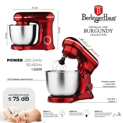 Berlingerhaus Kuchyňský robot 1500 W Burgundy Metallic Line