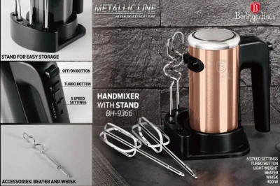 Berlingerhaus Mixér ruční šlehač s příslušenstvím 300 W Rosegold Metallic Line