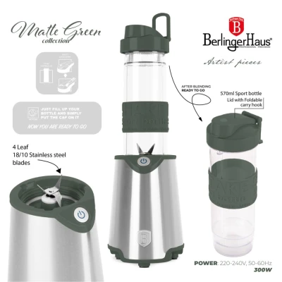 Berlingerhaus Mixér smoothie maker s lahví Matte Green Collection