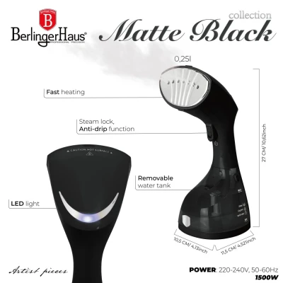 Berlingerhaus Napařovač oděvů Matte Black Collection