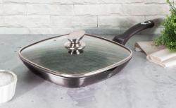 Berlingerhaus Pánev grilovací s mramorovým povrchem a poklicí 28 cm Carbon PRO Line