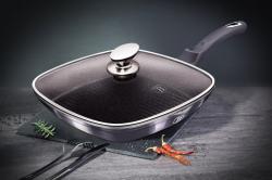 Berlingerhaus Pánev grilovací s mramorovým povrchem a poklicí 28 cm Carbon PRO Line