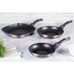 Berlingerhaus Pánev grilovací s mramorovým povrchem a poklicí 28 cm Carbon PRO Line
