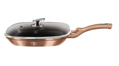 Berlingerhaus Pánev grilovací s mramorovým povrchem a poklicí 28 cm Rosegold Metallic Line