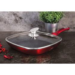Berlingerhaus Pánev grilovací s poklicí a mramorovým povrchem 28 cm Burgundy Metallic Line