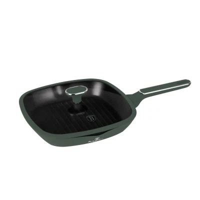 Berlingerhaus Pánev grilovací s titanovým povrchem a poklicí 28 cm Matte Green Collection