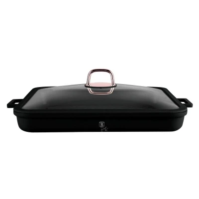 Berlingerhaus Pánev grilovací s titanovým povrchem a poklicí 34 cm Black Rose Collection