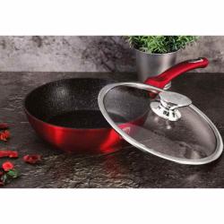 Berlingerhaus BH-1259 Pánev hluboká s mramorovým povrchem a poklicí 24 cm Burgundy Metallic Line
