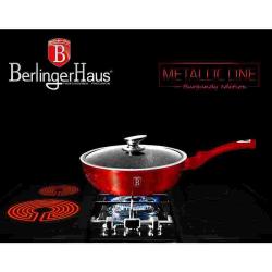 Berlingerhaus BH-1259 Pánev hluboká s mramorovým povrchem a poklicí 24 cm Burgundy Metallic Line