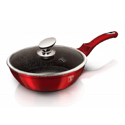 Berlingerhaus BH-1259 Pánev hluboká s mramorovým povrchem a poklicí 24 cm Burgundy Metallic Line