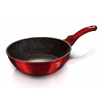 Berlingerhaus BH-1259 Pánev hluboká s mramorovým povrchem a poklicí 24 cm Burgundy Metallic Line