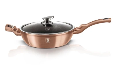 Berlingerhaus Pánev hluboká s mramorovým povrchem a poklicí 28 cm Rosegold Metallic Line Berlingerhaus Pánev hluboká s mramorovým povrchem a poklicí 28 cm Rosegold Metallic Line