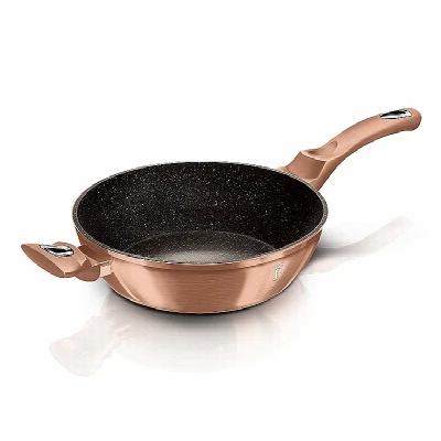 Berlingerhaus Pánev hluboká s mramorovým povrchem a poklicí 28 cm Rosegold Metallic Line