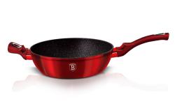 BH-1261 Pánev hluboká s mramorovým povrchem a poklicí 32 cm Burgundy Metallic Line BERLINGERHAUS