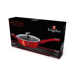 BH-1261 Pánev hluboká s mramorovým povrchem a poklicí 32 cm Burgundy Metallic Line BERLINGERHAUS
