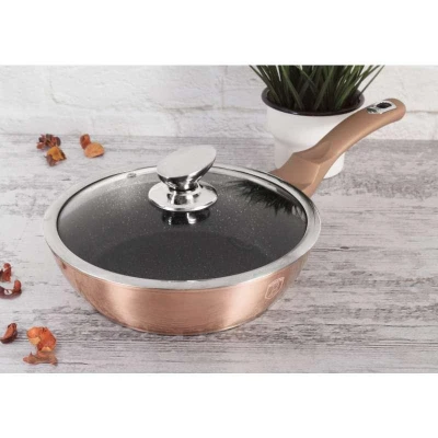 Berlingerhaus Pánev hluboká s mramorovým povrchem a poklicí 24 cm Rosegold Metallic Line