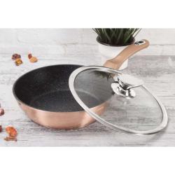Berlingerhaus Pánev hluboká s mramorovým povrchem a poklicí 24 cm Rosegold Metallic Line
