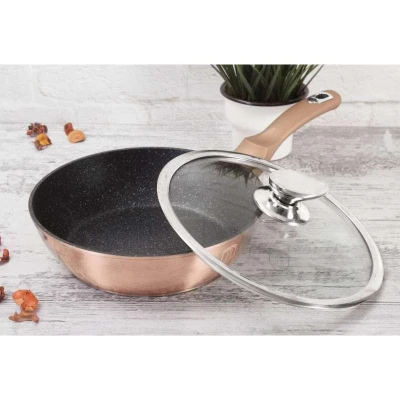 Berlingerhaus Pánev hluboká s mramorovým povrchem a poklicí 24 cm Rosegold Metallic Line